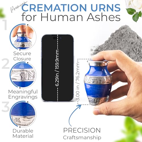 Marbled Metal Keepsake Urns Set of 4 for Human Ashes, Blue - color: Blue, size: Small (Set of 4)