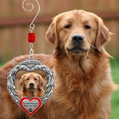 Dog Memorial Ornament Set of 3, Paw Prints Left Within Your Heart Sympathy Gift, Pet Loss Remembrance Hanging Ornaments with Gift Storage Bags, Bereavement Keepsake for Dog Mom, Dog Dad, Family, 4" - size: 3 Pieces - Standard