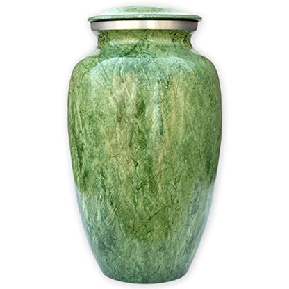 Apollonia Green Adult Cremation Urn - Serene Funeral Urn with a Stunning Faux Marble Finish (Large)