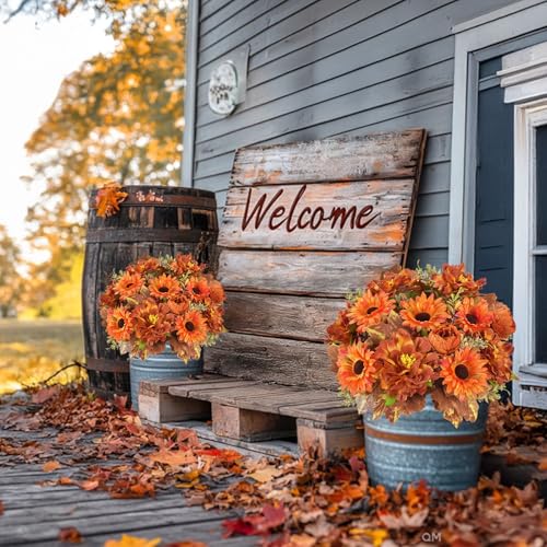 13in 6Pcs Fall Artificial Sunflower, Burnt Orange Flowers for Grave - color: Caramel Dahlia
