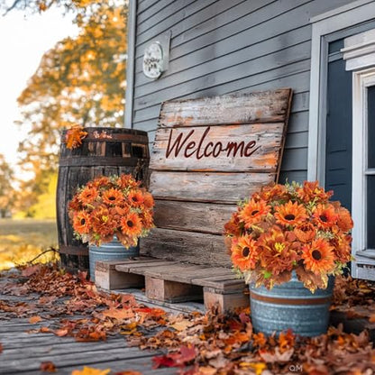 13in 6Pcs Fall Artificial Sunflower, Burnt Orange Flowers for Grave - color: Caramel Dahlia