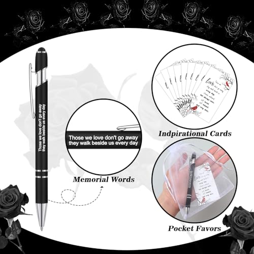 Yeaqee 150pcs/50set Funeral Favor Pen Poem Card for Guests, White, Cardinal - color: White, style: Cardinal