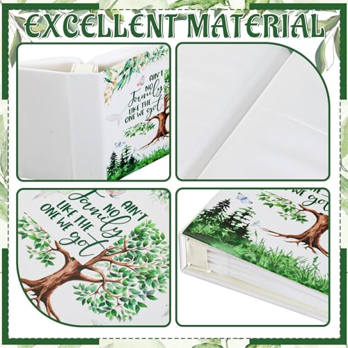 Dunzoom Family Reunion Memory Photo Album Holds 200 Pcs 4 x 6 Inch Leather Album, Tree Pattern Memory Scrapbook for Couple Gifts - style: Family Reunion
