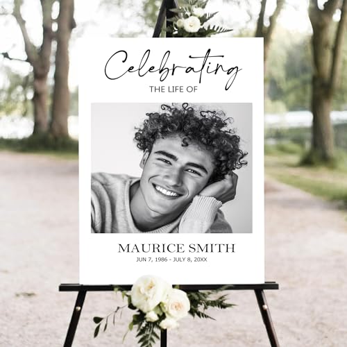 Personalized Funeral Welcome Sign, Celebration of Life Decoration, Modern Funeral Sign, Memorial Sign, Funeral Decor, Celebration of Life Welcome Sign, Celebration of Life Decoration, Funeral program - color: #Version 01