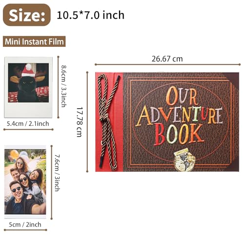 Scrapbook Photo Album,Our Adventure Book, Embossed Words Hard Cover Movie Up Travel Scrapbook for Anniversary, Wedding, Travelling, Baby Shower, etc (Adventure Book) - color: Adventure