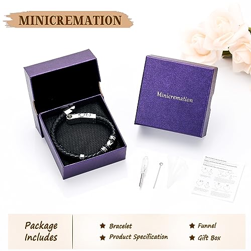 Minicremation Cremation Jewelry Urn Bracelet for Ashes Braided Leather Memorial Urn Bangle Ashes Holder for Men Women Keepsake Jewelry - color: Customize