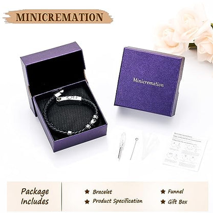 Minicremation Cremation Jewelry Urn Bracelet for Ashes Braided Leather Memorial Urn Bangle Ashes Holder for Men Women Keepsake Jewelry - color: Customize