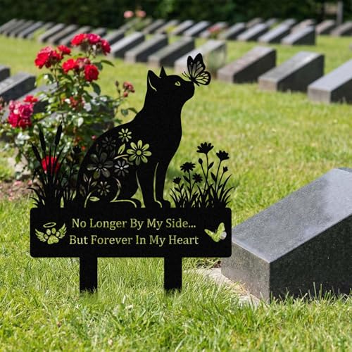 Cat Grave Marker for Cat Cemetery, Metal Yard Memorial, Garden Stake Decoration for Loss of Pet