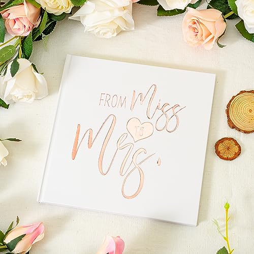 Calculs Rose Gold Bachelorette Party Sign in Book Bridal Shower Guest Book 'from Miss to mrs' Picture Book Polaroid Blank Pages for Instant Film 8.5” Square White Cover Rose Gold Foil Stamping - style: French