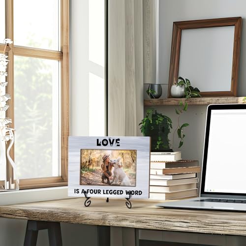 Yuansail Dog Picture Frame - Love Is a Four-Legged, Dog Photo Frames, Pet Memorial Gifts For Mom Dad, Paw Print Picture Frame, Pet Lover Gift, 4x6 Photo Frames Wood Horizontal -92 - color: paw-05