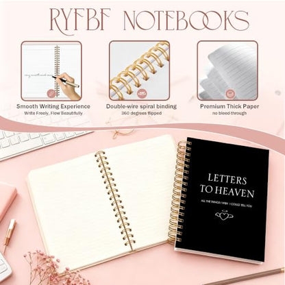 Memorial Gifts Grief Journal for Women, in Memory of Loved One Gifts Notebook, Sympathy Bereavement Gift, Black Letters to Heaven Hardcover Notebook 5.5x8.3 Inch - color: Heaven