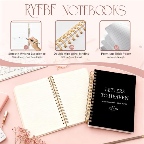 Memorial Gifts Grief Journal for Women, in Memory of Loved One Gifts Notebook, Sympathy Bereavement Gift, Black Letters to Heaven Hardcover Notebook 5.5x8.3 Inch - color: Heaven