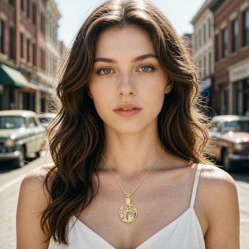 zeqingjw Cat Cremation Jewelry Urn Necklace for Ashes for Pet,Funeral Ashes Keepsake Urn Necklace Pendant Memorial Jewellery - color: Gold-Purple