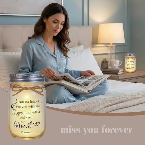 Sympathy Gifts for Loss of Loved One, Memorial Mason Jar Light, Bereavement Gift for Grieving Friends & Family, In Memory of Mom Dad Husband Wife, Remembrance Home Decor - style: Sympathy