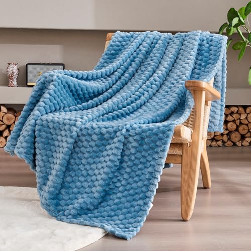 330GSM 3D Jacquard Throw Blanket for Couch, Sky Blue, 50"x60" - color: Sky Blue, size: Throw(50"x60")