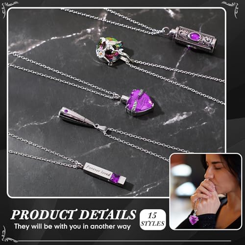 Ecation 15 Pcs Urn Necklace for Ashes Women Cremation Jewelry - color: Purple