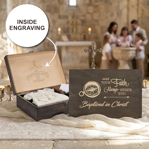 Baptism Memory Box, Engraved Christening Gift for Boys & Girls, Medium - size: Medium, style: Baptism