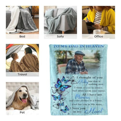 Personalized Memorial Blanket for Loss of Loved Dad Mom Husband Wife - color: Memorial Blanket 04