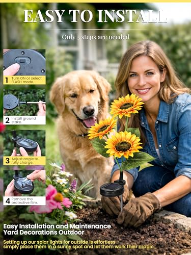 GIGALUMI Solar Sunflower Decor, 2 Pack LED Sunflower Gifts for Women - size: Set of 2