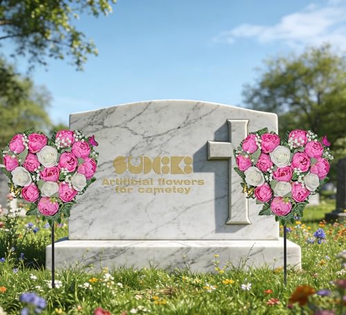 Cemetery Wreaths for Grave Decoration, Headstone Wreath with Gravestone Flower