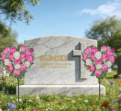 Cemetery Wreaths for Grave Decoration, Headstone Wreath with Gravestone Flower