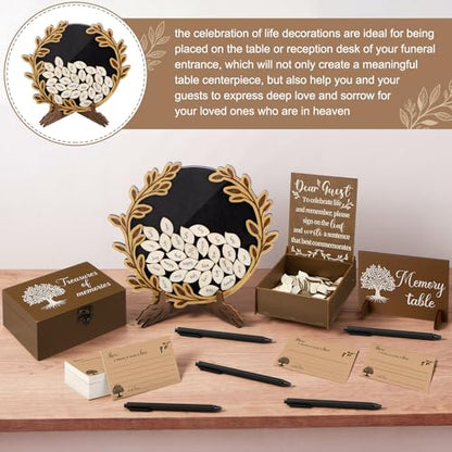 Amyhill Celebration of Life Favors Memory Guest Book, Laurel Wreath, Brown - style: Laurel Wreath