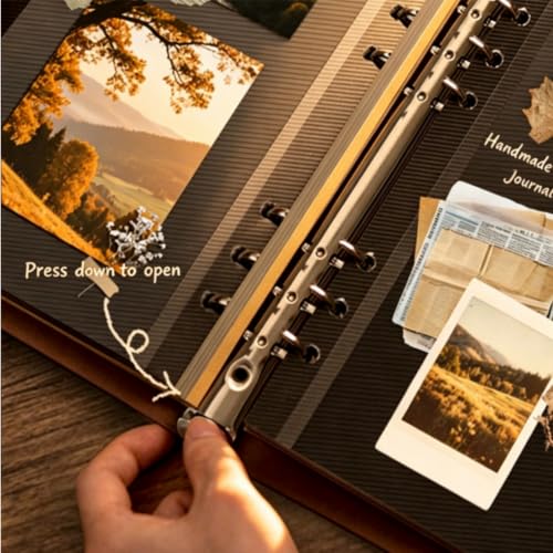 Scrapbook Album, 32 Self-Adhesive Pages & 20 Kraft Writing Pages, DIY Memory Book with Storage Envelope, Holds Up to 120 Photos, Photo Album Craft Set for Wedding Anniversary Family Vacation - color: Blue