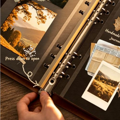 Scrapbook Album, 32 Self-Adhesive Pages & 20 Kraft Writing Pages, DIY Memory Book with Storage Envelope, Holds Up to 120 Photos, Photo Album Craft Set for Wedding Anniversary Family Vacation - color: Blue