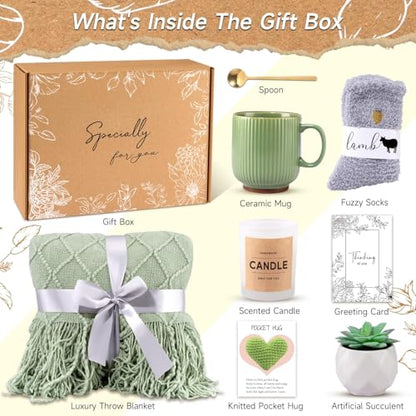 Self Care Gifts Get Well Soon Gift Baskets for Women, Mothers Day Birthday Gifts Care Package for Women, Thinking of You Inspirational Sympathy Gift Set for Mom Her Wife Girlfriend Sister Friend - color: Light Sage