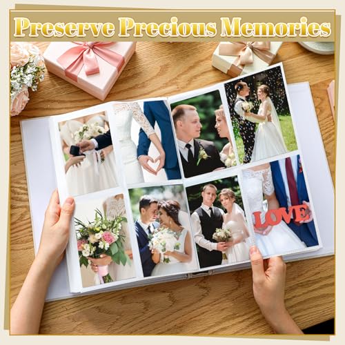 Harloon Mr and Mrs Wedding Photo Album for 4 x 6 Inch Pictures 400 Pockets Wedding Photo Album Book with Front Window Linen Cover for Family Weddings Memory Pictures Anniversary Honeymoon Keepsake - style: Mr and Mrs