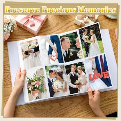Harloon Mr and Mrs Wedding Photo Album for 4 x 6 Inch Pictures 400 Pockets Wedding Photo Album Book with Front Window Linen Cover for Family Weddings Memory Pictures Anniversary Honeymoon Keepsake - style: Mr and Mrs