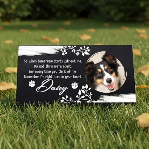 Custom Dog Tombstone, Personalized Granite Pet Memorial Plaque | Weatherproof Outdoor Pet Grave Marker with Picture, Cat Remembrance Stone, Loyal Companion Passing Away Sympathy Gift - color: 009