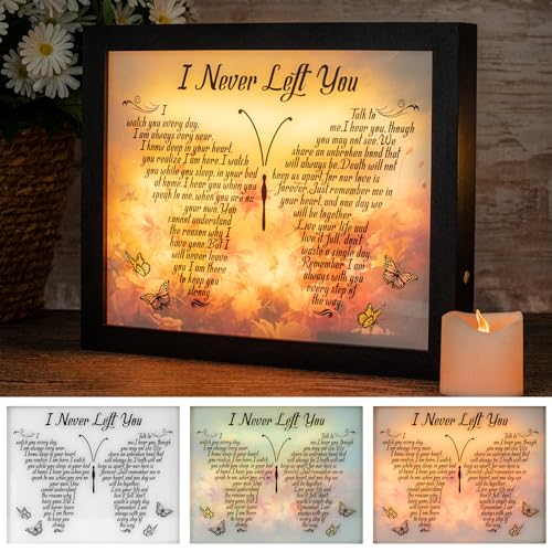 Sympathy Gift LED Memorial Shadow Box Memorial Gifts for Loss of Loved One Mother Mom Dad Father, Bereavement Gifts Condolences Gifts in Memory of Loved One Gifts - size: I Never Left You Black