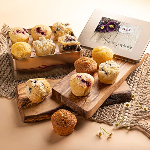 Dulcet Gift Baskets Sympathy Gifts For Loss of Loved One Old Fashioned Muffins Assortment with Delectable Flavors- Blueberry, Cranberry, Corn, & Banana Nut Great Gift for Holidays, Birthdays, Sympathy, Get Well, Family & Office Gatherings for Men, Women,