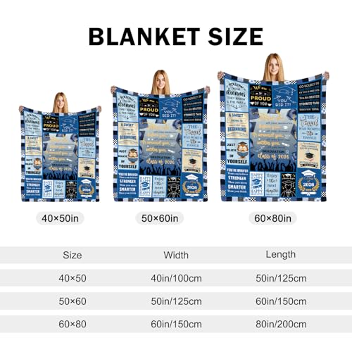 2026 Graduation Blanket for Her Him Graduation Class of 2026 Gifts for Women Men, College/PhD/Masters Deqree Graduations Gifts Graduate Super Soft Flannel Throw Blanket 50"X 60" - color: Graduation