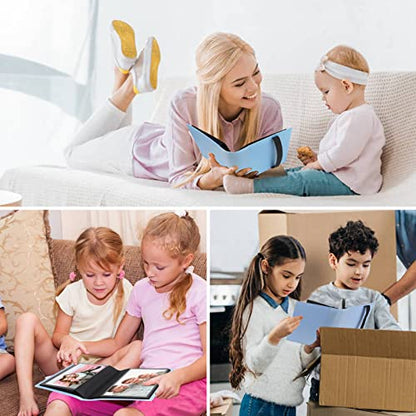 Aevdor 2 Pack 5x7 Photo Albums, Holds 128 Photos, Elastic Band Closure | Clear 5x7 Pockets, Book-Style Viewing, Family, Wedding, Baby, Travel & Graduation Photos - color: 2Pack Blue