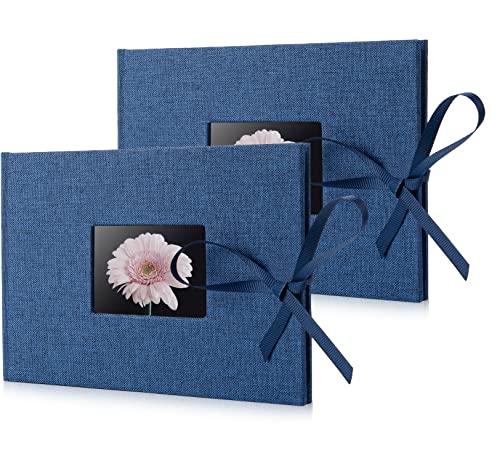 2 Pack Small Photo Album 4x6, Picture Album, Picture Book, Mini Brag Book | Ribbon Closure, Linen Fabric Cover, Front Window, Sturdy Binding, Acid-free, PVC free, Artwork Weddings Family Boudoir - color: Navy Blue, size: 12 Pockets/2PK