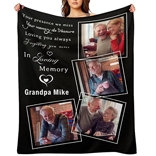 Artsadd Personalized Blanket in Loving Memory of Mother Father, Custom Throws with Picture Text Name, Memorial Gift for Loss of Loved One,Remembrance Gift - color: Design 7