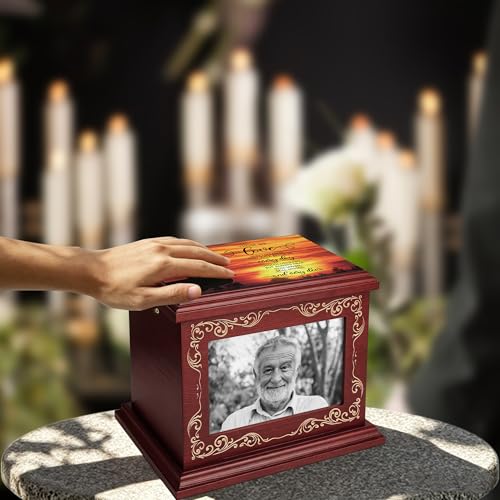 ADMLC Cremation Urns for Human Ashes Adult Up to 200 IBS with Photo Frame | 100% Wooden Handcrafted Memorial Keepsake Urn for Ashes,Funeral Burial Caskets Urn Suitable for Male Female Men Women Dad Mom
