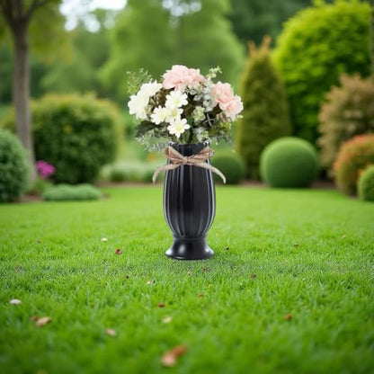 2 Pcs Cemetery Vases with Spikes Flower Holder for Cemetery Grave Vases for Cemetery with Stake (Black) - color: Black