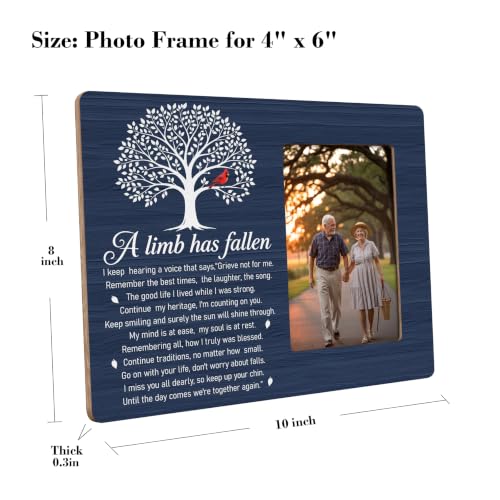 Memorial Picture Frame, Sympathy Photo Frame, Loss of Loved One Gift, Cardinal Tree Remembrance Keepsake, 4x6 Photo - color: Blue Limb