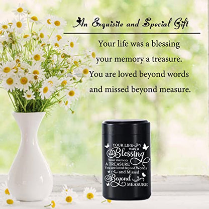 Generic 3 Inch Small Aluminum Mini Cremation Urn Memorial Ashes Urn - Black, Letter Print - Decorative Urns