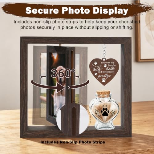Abooxiu Dog Memorial Gifts for Loss of Pet, Picture Frame with Glass Small Keepsake Urn Pet Urns for Ashes, Double-Sided Rotating 4x6 Photo Frame, Dog & Cat Sympathy Gift, Pet Loss Remembrance Decor