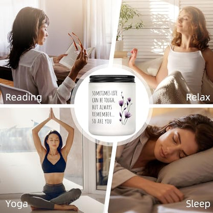 Get Well Gifts for Women, Inspirational Sympathy Gift, Cancer Care Candle | Surgery Recover Gifts, Cheer Up Gift, Encouragement Present for Women Friends Coworker, 7oz Lavender Scented Soy Wax Candle - color: White-Remember so are you