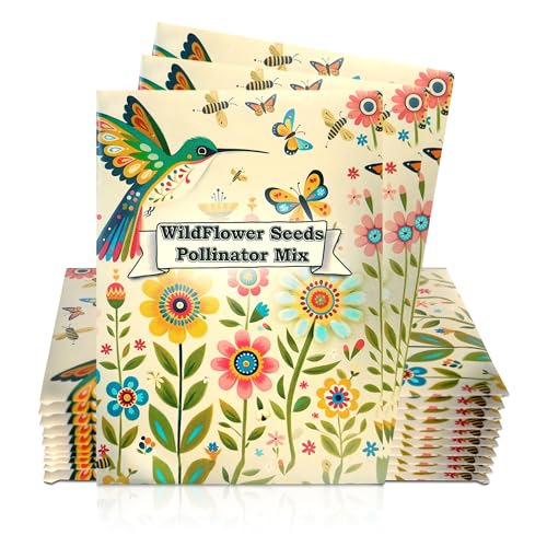20 Wildflower Seed Packets - Pollinator Seed Mix for Guests - Thank You Gifts Party Favors - Gifts Wild Flower Throw and Grow Perennial Annual Mix to Attract Pollinators Bees - Hummingbirds Non-GMO - size: Pack of 20