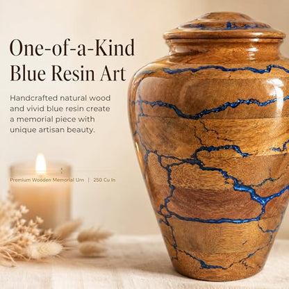 Handcrafted Decoarative Wooden Urn for Human Ashes Adult Male Female, Wooden Urn Box for Pets, Memorial Urn, Funeral Cremation Urn Jar Wooden (Extra Large) - size: X-Large