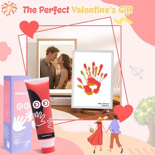Nabance 2.54 fl oz Red Baby Hand and Footprint Friendly Paint, Dog Cat Paw Print Safe Paint, Non-Toxic Acid-Free, Safe Gentle for Home School Christmas New Year DIY Keepsake Stamp - color: Red