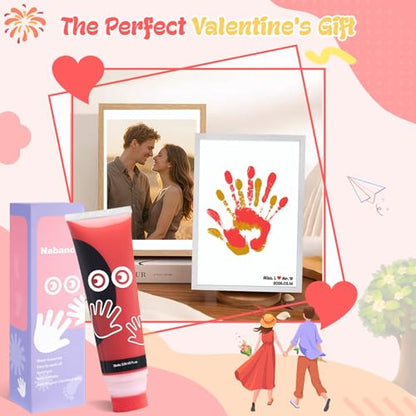 Nabance 2.54 fl oz Red Baby Hand and Footprint Friendly Paint, Dog Cat Paw Print Safe Paint, Non-Toxic Acid-Free, Safe Gentle for Home School Christmas New Year DIY Keepsake Stamp - color: Red