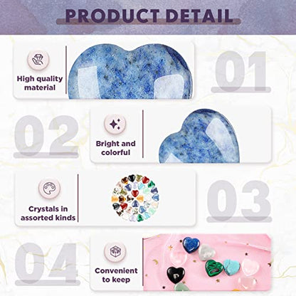 Nuenen 72 Pcs Heart Healing Stone 0.8 Inch Polished Crystal Chakra Gems | Heart Shaped Gemstones Bulk for Women Chakra Reiki Meditation, Love Worry Stones Palm Pocket, Valentines Gifts - size: 0.8 Inch