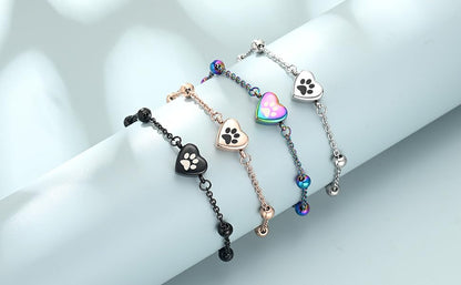 shajwo Pet Cremation Jewelry Paw Print Heart Urn Bracelet for Ashes - color: Rainbow